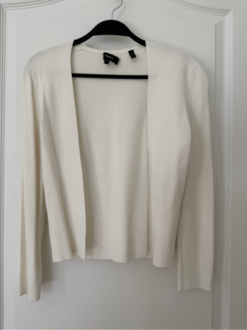 Theory Open-Front Cream Knit Cardigan